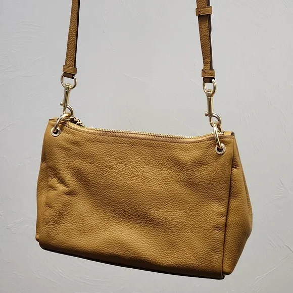 Coach Cognac Pebble Leather Crossbody Bag With Adjustable Strap. - Picture 4 of 6